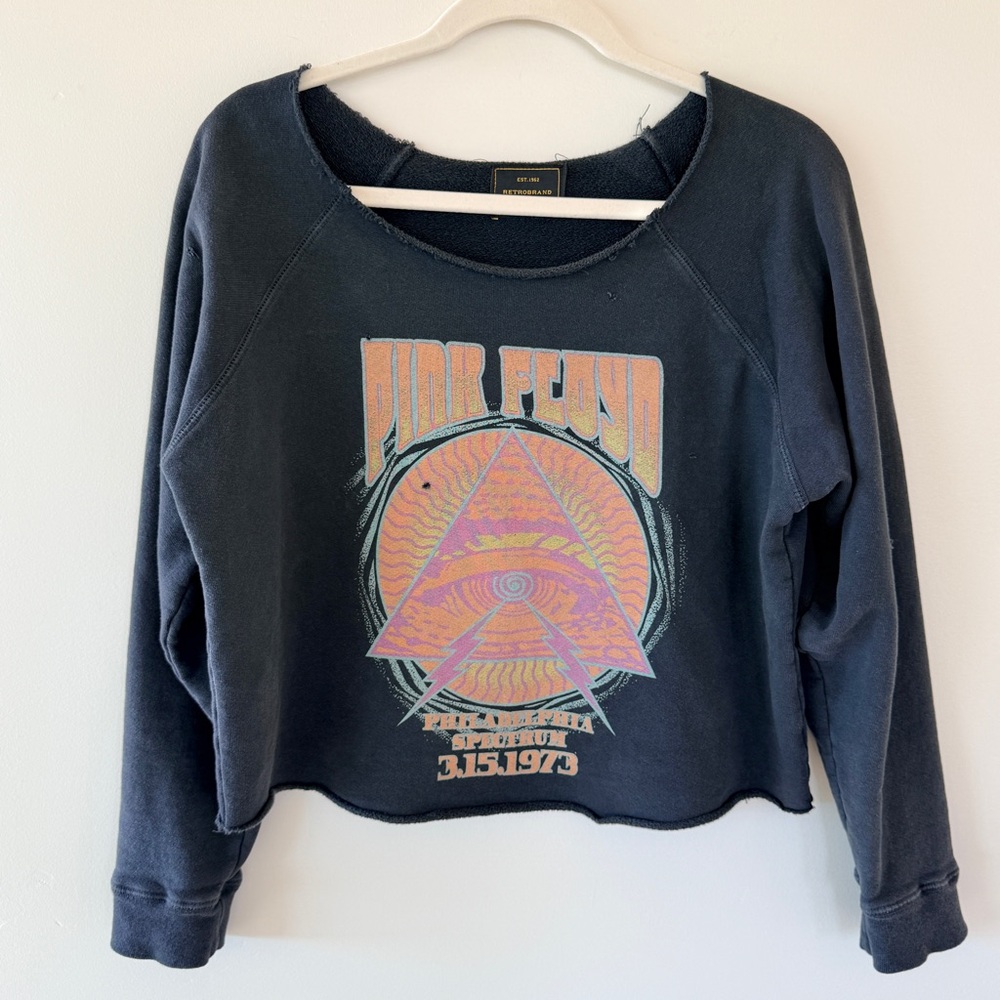 Original Retro Brand Pink Floyd Off-Shoulder Crewneck Vintage Black Womens XS - Picture 5 of 13